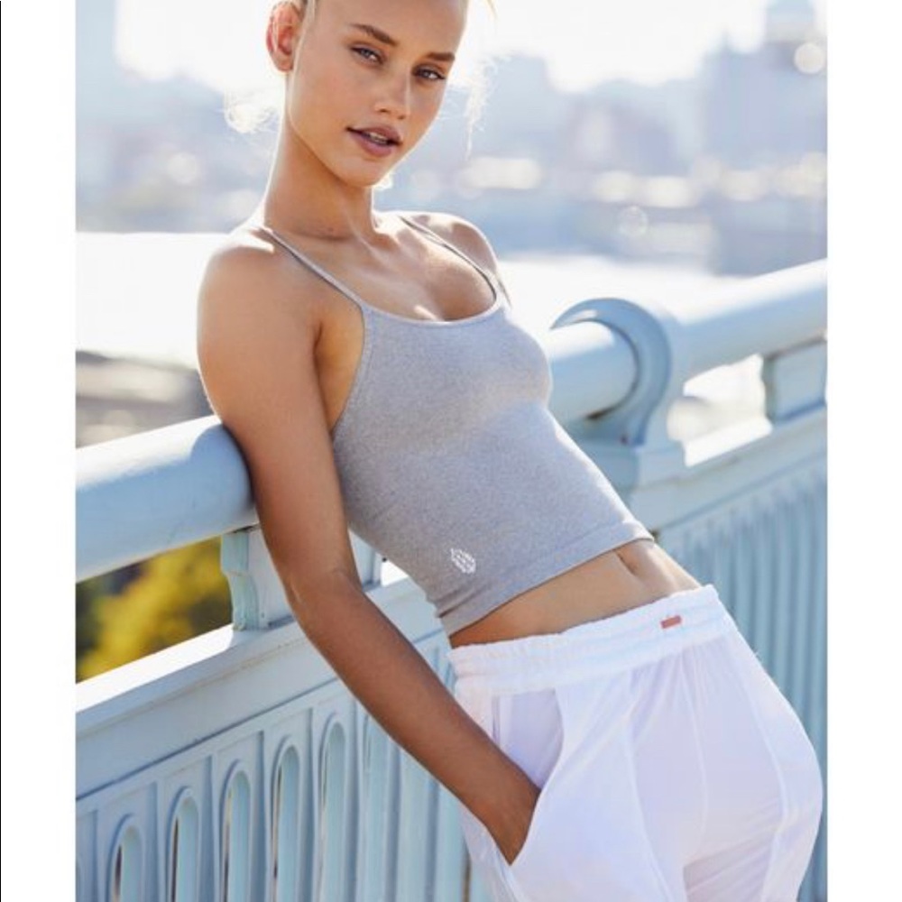 Free People grey tighten up tank crop top